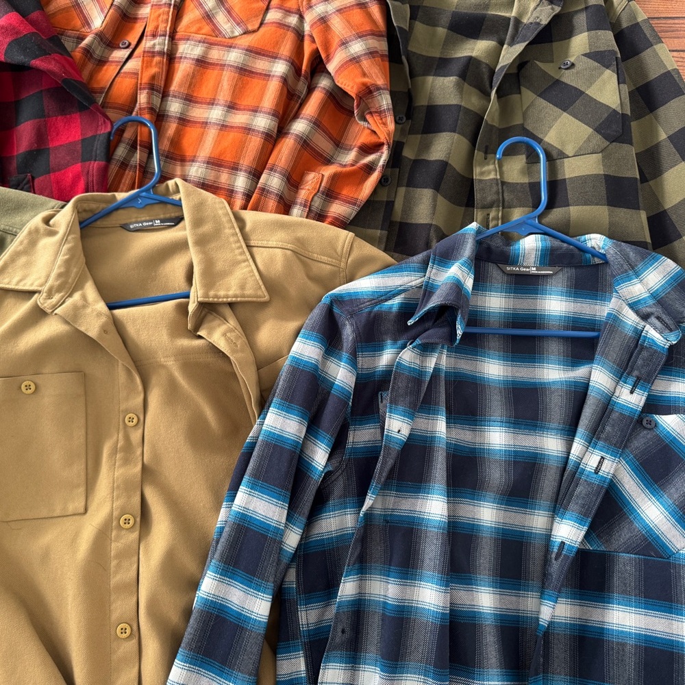 Sitka Medium-Plaid and Solid Button-Up Shirt Coll… - image 1